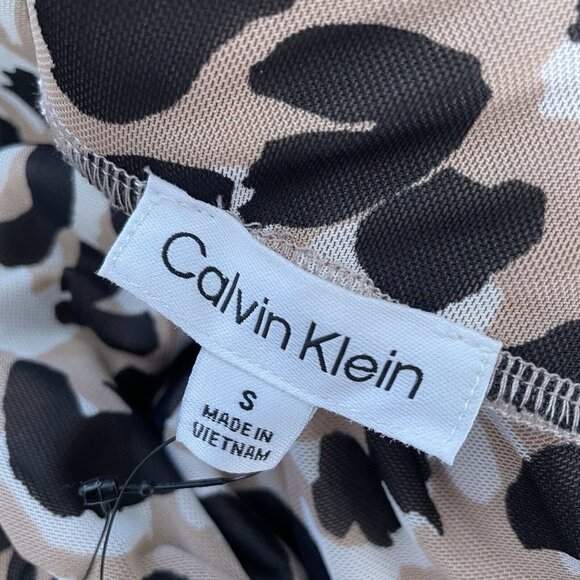 Calvin Klein Women S Animal Print Elastic Waist Tie Gather Sides Midi Skirt NWT - Picture 5 of 9